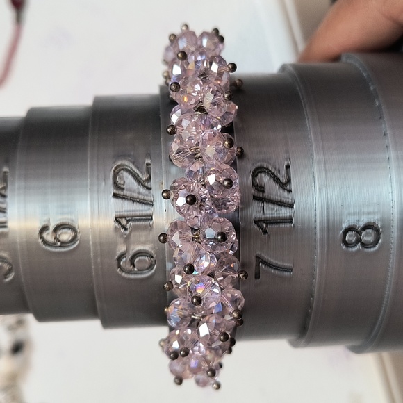 Pink Swarovski Like Crystals Cluster Bead Stretch Bracelet - Picture 5 of 7